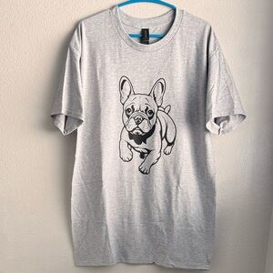 Gray Dog T-Shirt with Bulldog Print